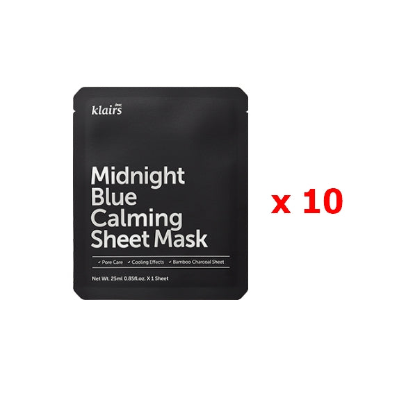 Klairs Midnight Blue Calming Sheet Pack 10ea Set Korean skincare Kbeauty Cosmetics