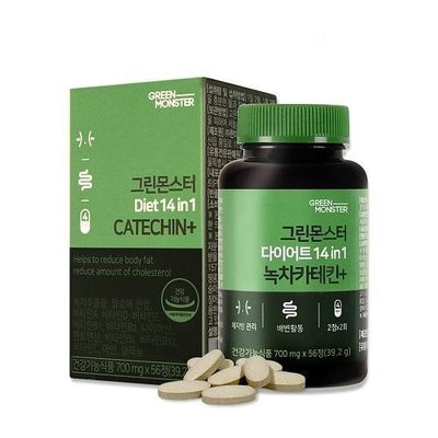 GREEN MONSTER Diet 14 in 1 Green Tea Catechin + 56 Tablets.